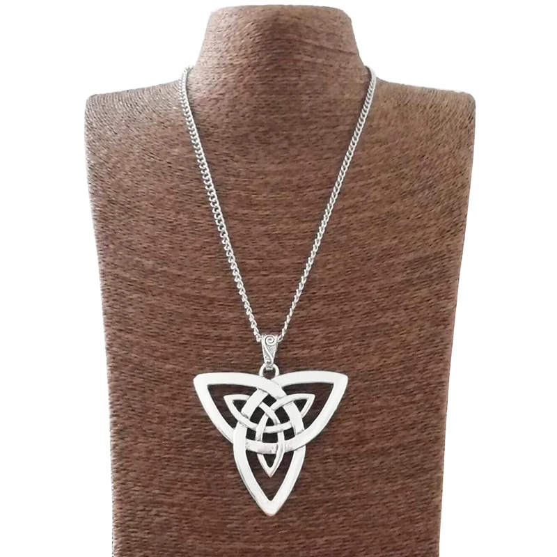 1 x старинное серебро большой Селтикс узел Викинг Trinity Троицы Triquetra амулет кулоны на длинной цепи Lagenlook 34"
