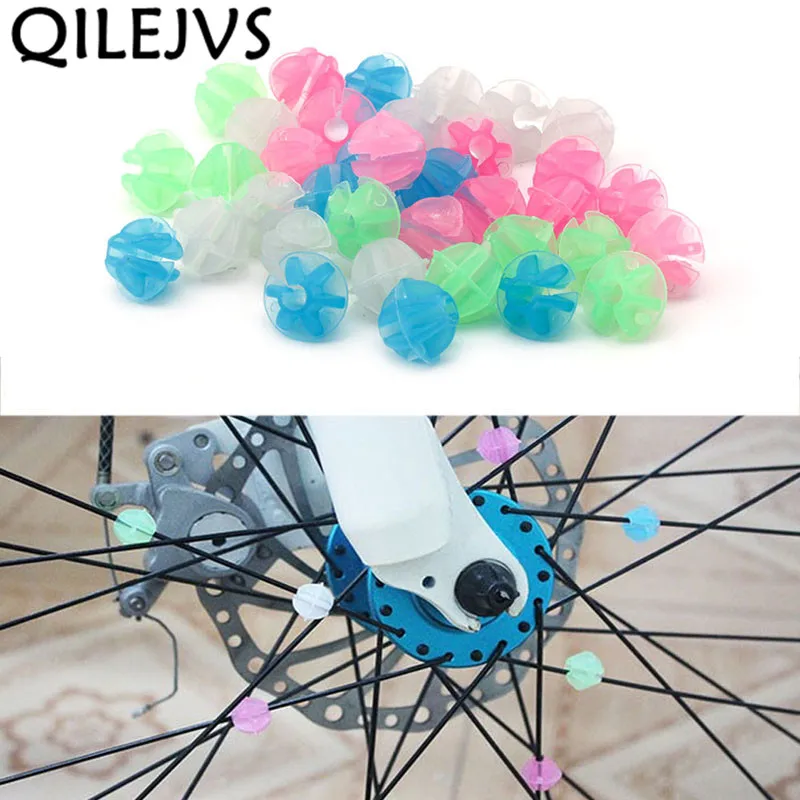 QILEJVS 36X красочные пластиковые колеса велосипеда спицы клип светящиеся бусины