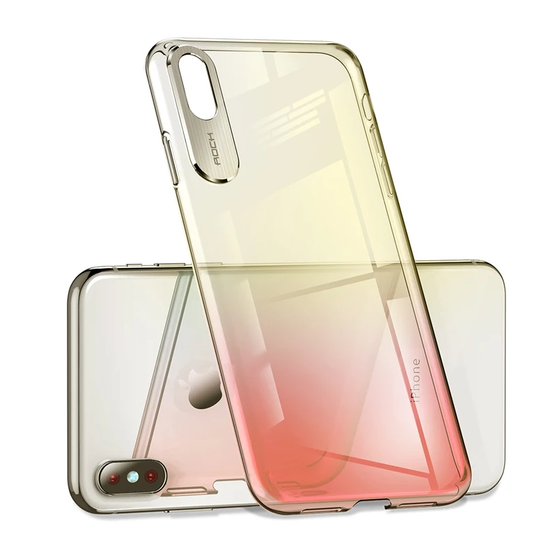 Градиентный чехол ROCK для Apple iphone X XS Max XR, роскошный тонкий прозрачный защитный чехол для iphone XR XS, прозрачный чехол - Цвет: Red