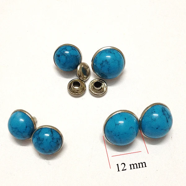2000 sets Blue Turquoise  Rivets Studs Decorations Findings 12 mm