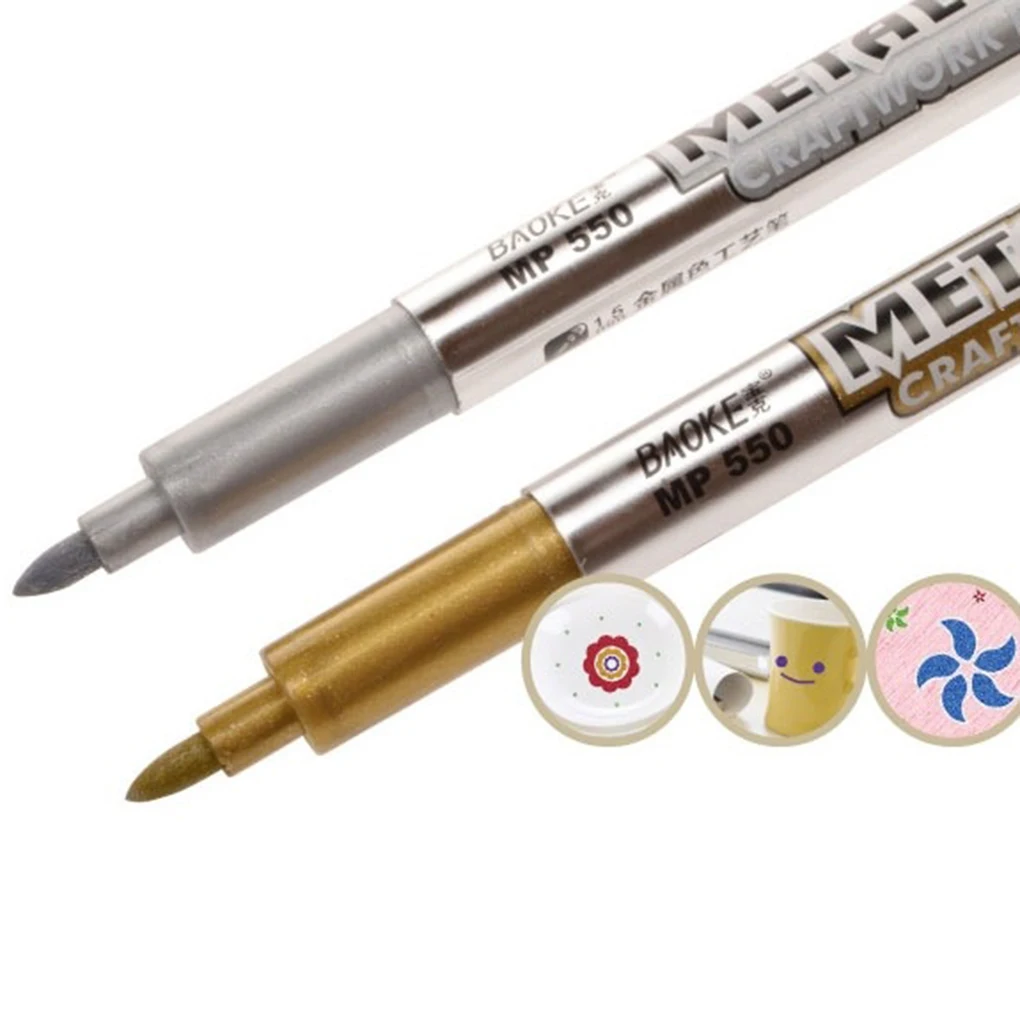 Горячая, ручная работа, металлическая ручка, золото и серебро, различные материалы, поверхность, для письма, метка, рисунок, металлическая цветная ручка