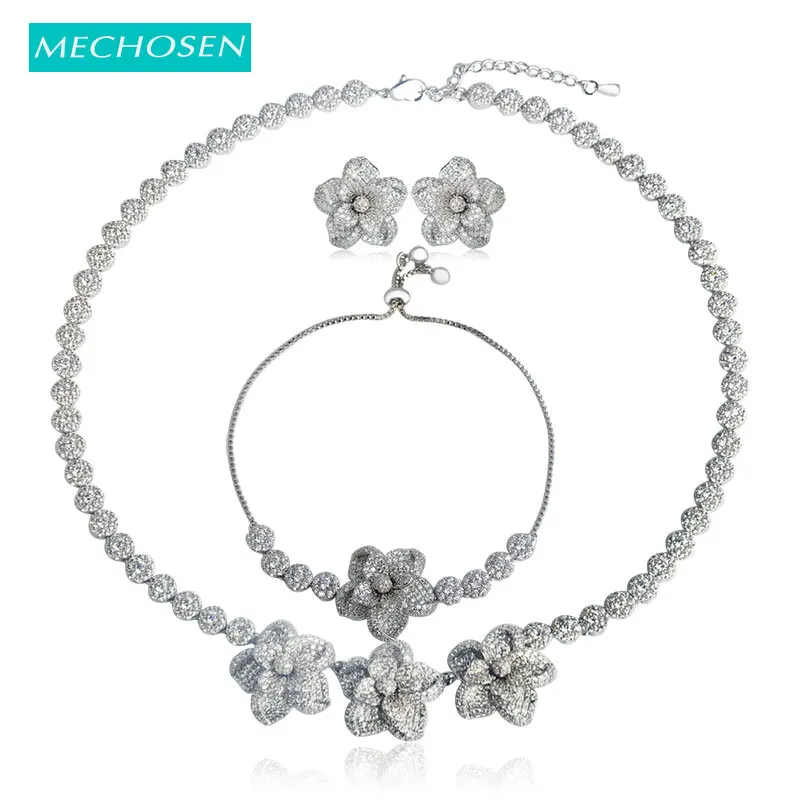 MECHOSEN изысканное красивое ожерелье с цветком серьги браслет ювелирный набор