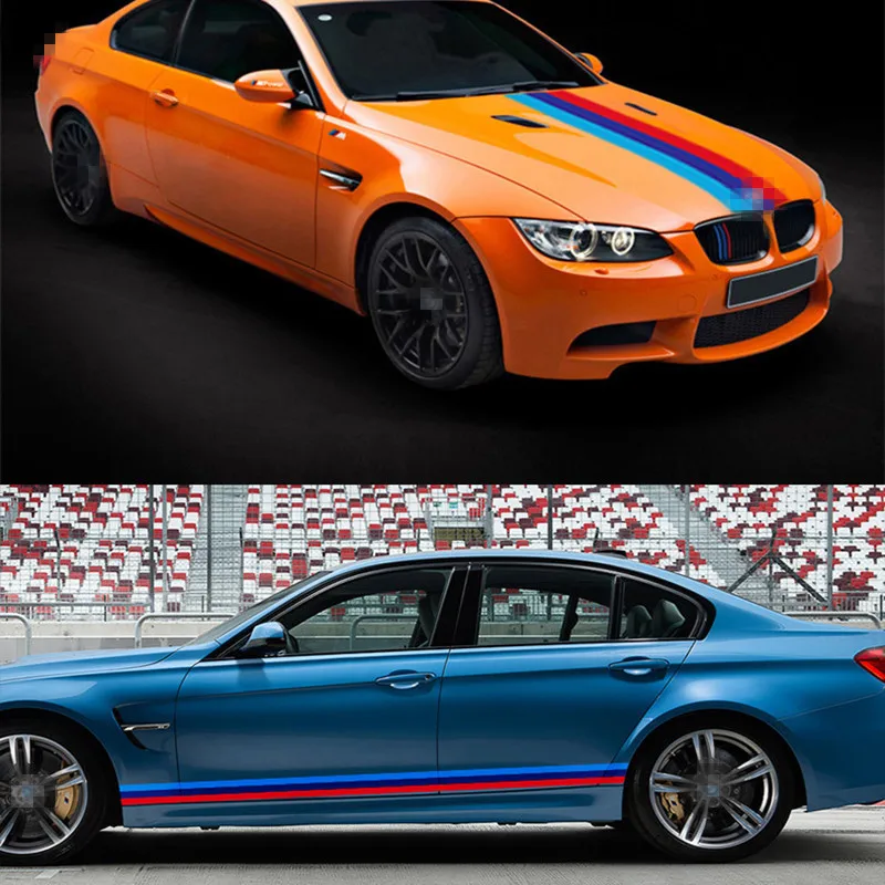 Автомобильный Стайлинг авто гонки полосы Спорт триколор кузова автомобиля ПВХ