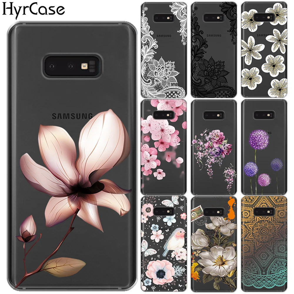 Мягкий ТПУ чехол для Samsung Galaxy S10 Plus E с цветочным узором A10 A30 A50 M10 M20 M30 силиконовая