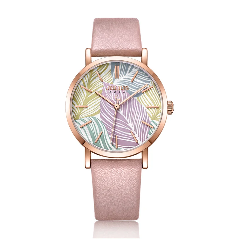 Часы Julius повседневные модные часы с цветным узором современный дизайн циферблат