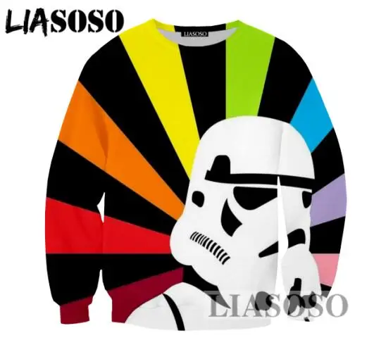 Liasoso Мода Harajuku Толстовка Для мужчин женщин пуловер 3D печатных Star Wars спортивный