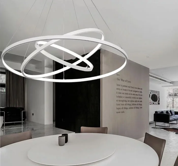 Современный простой алюминиевый круговой светодиодный подвесной светильник с