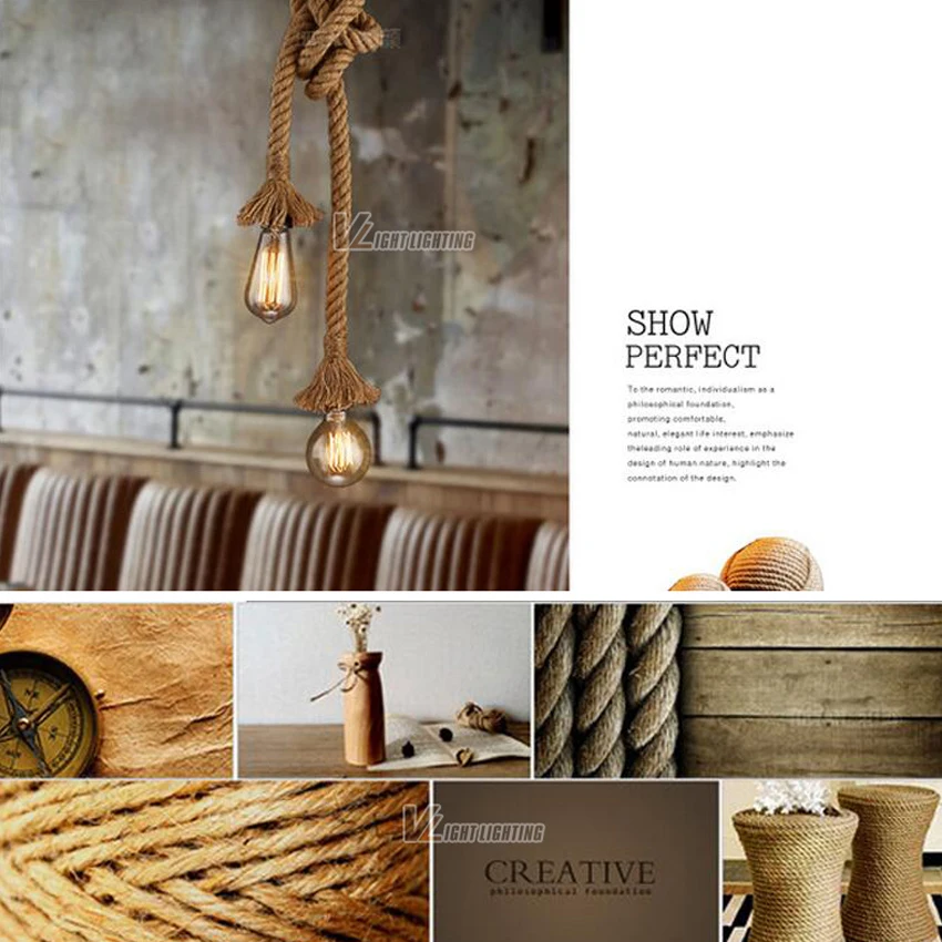 Подвесной светильник в стиле ретро декоративная лампа из дерева освещение для
