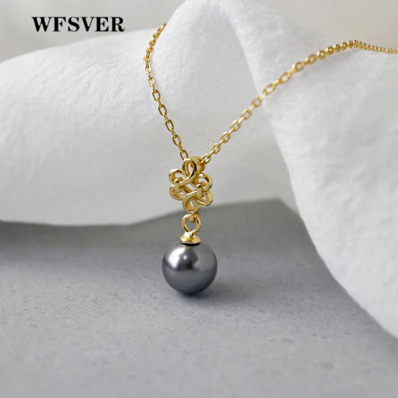 WFSVER серебро 925 пробы золотой цвет цепи черный корпус бусины кулон ожерелье для