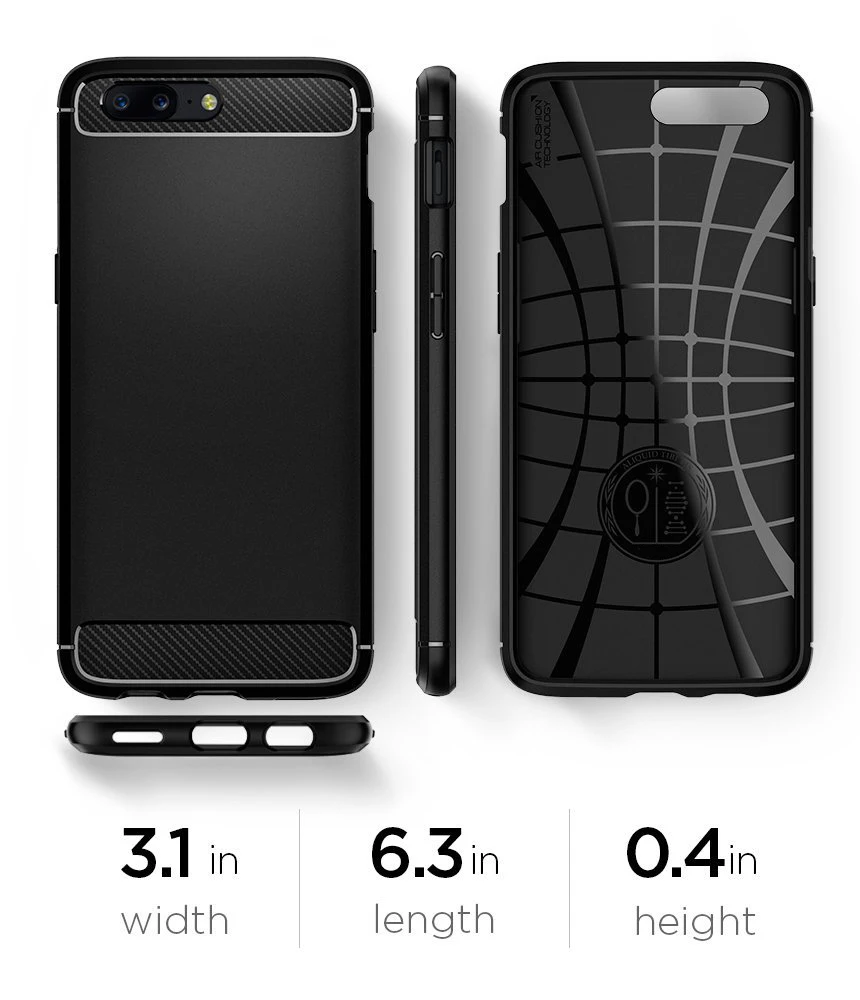 100% Original OnePlus 5 Rugged Armor Case Carbon Fiber Texture Flexible Military Grade Cases for with Retail Package |