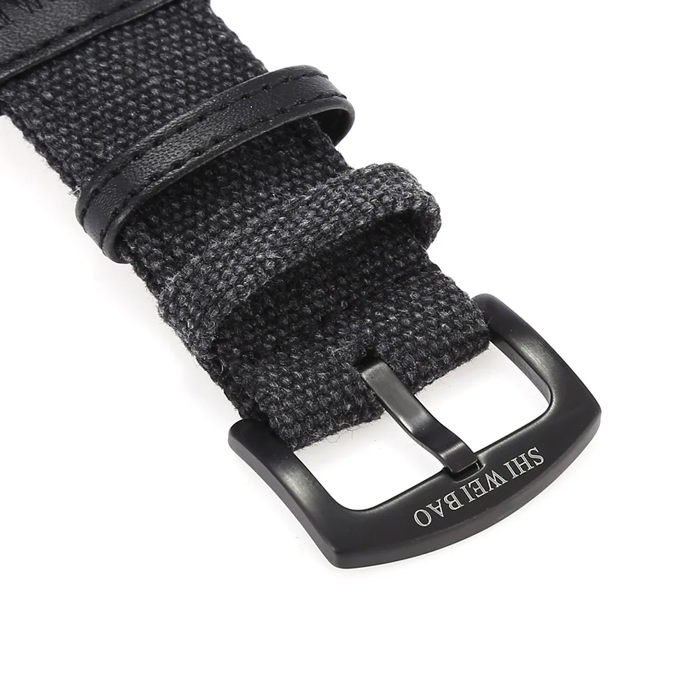 Мужские часы с двойным часовым поясом кварцевые ремешком из парусины армейские