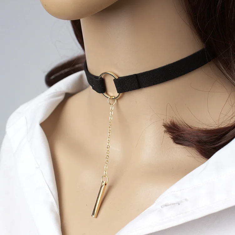 2017 панк Коле чокер Длинный Черный Бархатный ожерелье для женщин кожаное s Чокеры