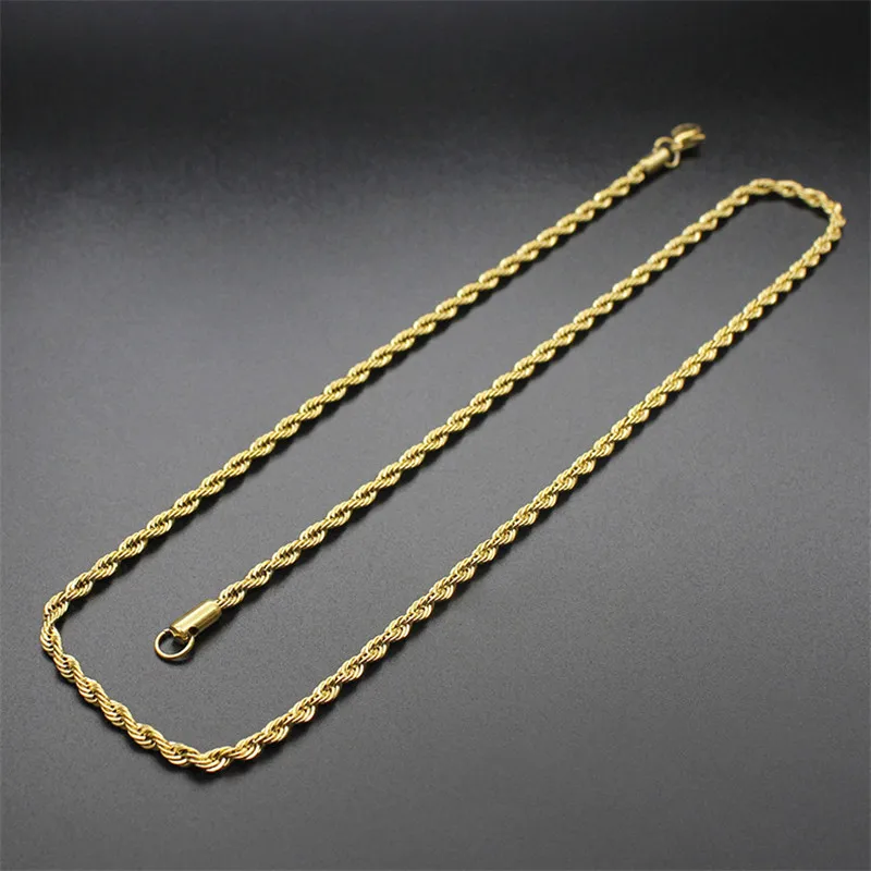 DoreenBeads Fashion Chain Necklace Black Gold Stainless Steel Braided Rope Link Concise Accessories For Men Jewelry 1 PC | Украшения и