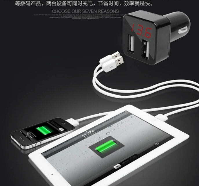 Портативный 3.4a Dual USB Автомобильное Зарядное устройство универсальный детектор