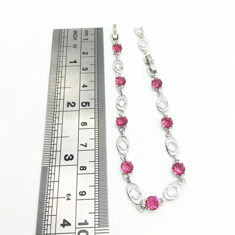 

Link Chain Bracelet For Women White RoseTanzanite Sterling Silver Jewelry Free shipping