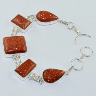 

Sun Stone Silver Overlay on Copper Bracelet , 23.7 cm, B1610