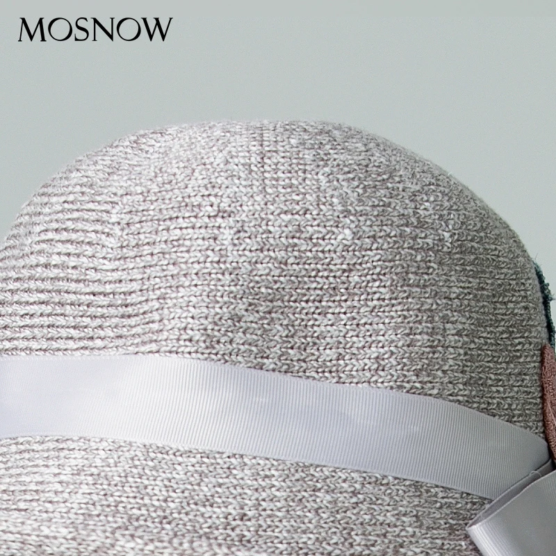 Женские соломенные шляпки элегантные летние с жемчугом и листом солнцезащитные