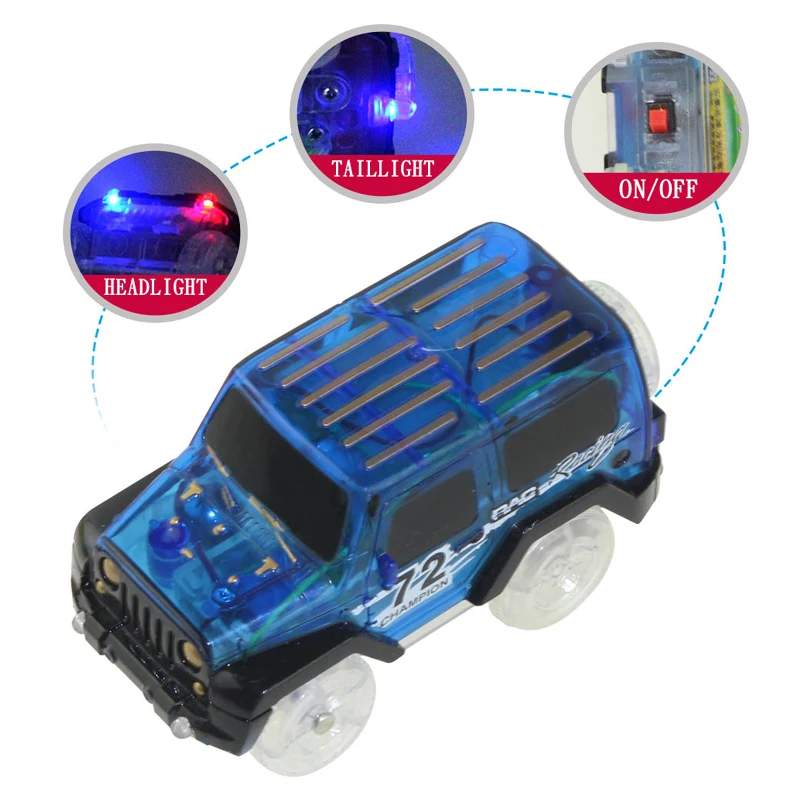 DIY железная дорога гоночные автомобили игрушки трек Мигает Волшебные дорогу слот трюк железная дорога Гибкая детская автомагистрали светящиеся игрушки автомобиля