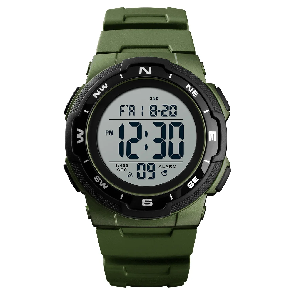 Army Green-White SKMEI уличные спортивные часы Роскошные Топ бренд 5 бар водонепроницаемые цифровые наручные часы многофункциональные мужские Clcok reloj hombre 1423 - Цвет: Army Green-White