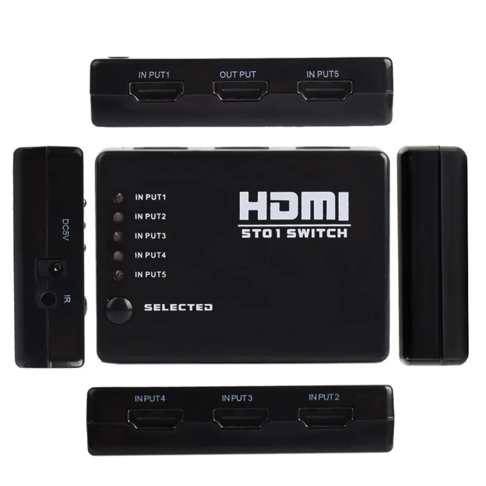 Buyincoins 5 портовый переключатель 1080P HDMI сплиттер пульт дистанционного управления