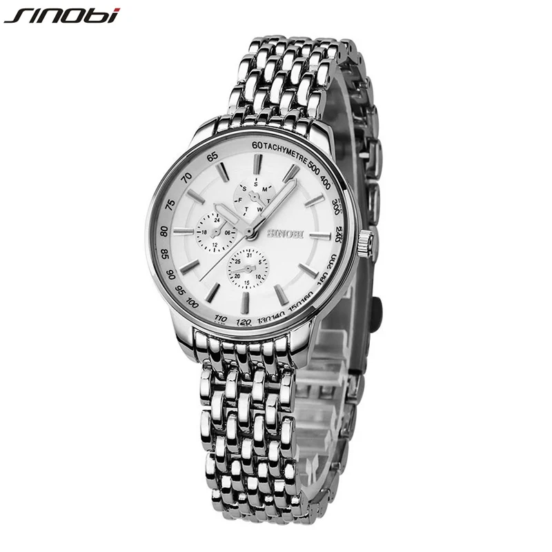 SINOBI Марка Для женщин мужчин полный Сталь часы Бизнес кварцевые наручные