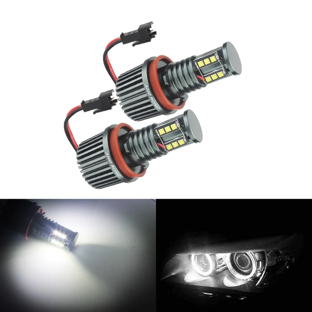 ANGRONG LED 120W ангельские глаза свет H8 лампы для BMW E60 E61 E81 E92 E70 E87 X1 X5 X6 Z4|Фара авто в