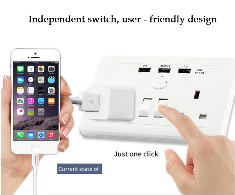 Gorelax UK USB розетка 2 розетки переменного тока 3 usb порта 110-250 в разъем питания умный дом для устройств Android IOS зарядка