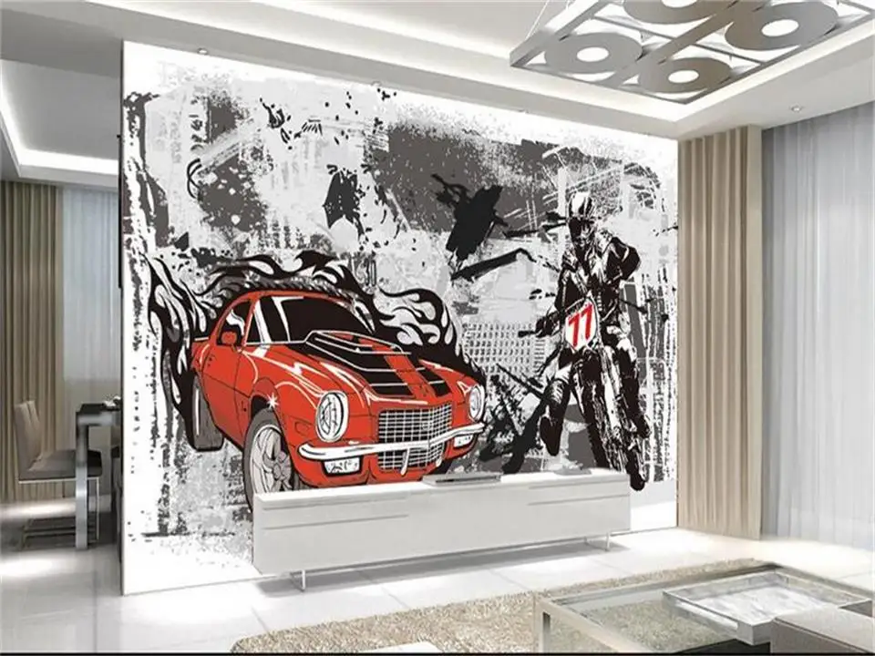 3d фотообои на заказ для гостиной настенные мотоциклетные гоночные панели