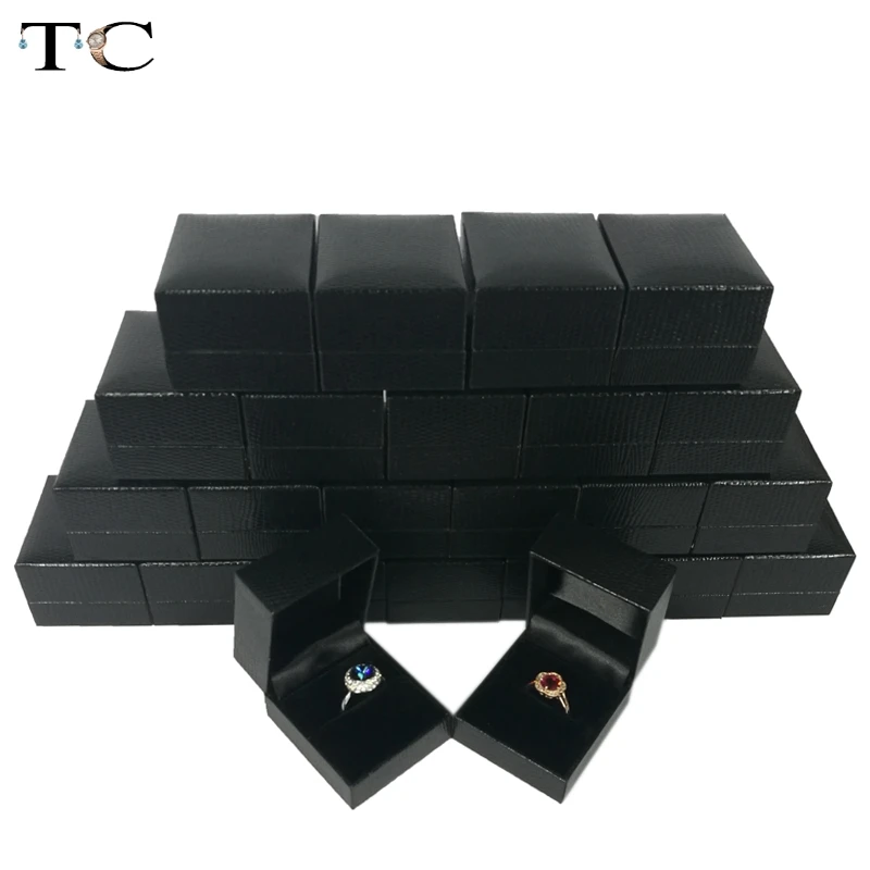 24pcs/lot Black Leatherette Ring Box High Quality Jewelyr Gift 4.5*5*3.5cm | Украшения и аксессуары