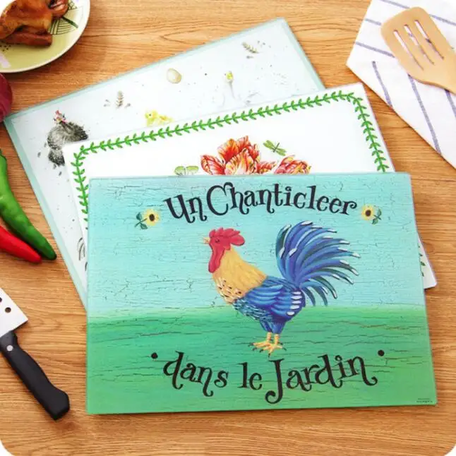 Разделочная доска из закаленного стекла квадратная водная рябь нескользящая