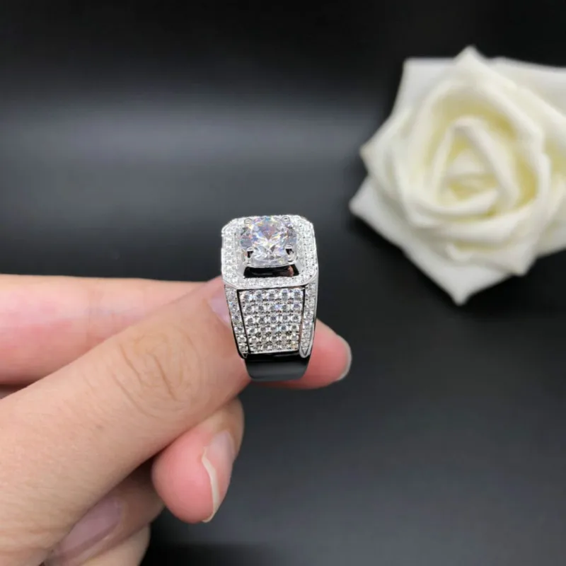 1.5ct карат AAAAA высокое качество NSCD мужское кольцо S925 серебро белые золотые обручальные кольца Роскошные ювелирные изделия