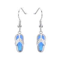 hot sale fashion 5 colors opal womens jewelry flip flops crystal opal pendant long drop earrings summer beach accessory