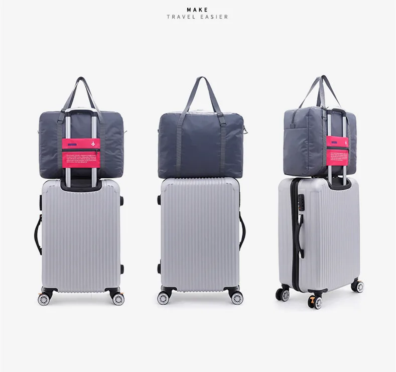 Fashion Portable Travel Luggage Pouch Waterproof Clothes Shoes Packing Organizers Case Suitcase Nylon Folding Bag Double Zipper