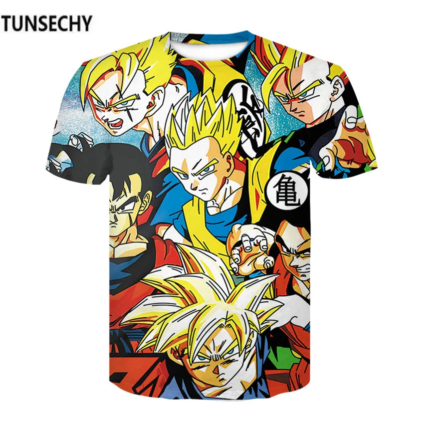 TUNSECHY 2018 супер футболка с драконом vegeta 3D для мужчин и женщин аниме Kid Goku Harajuku