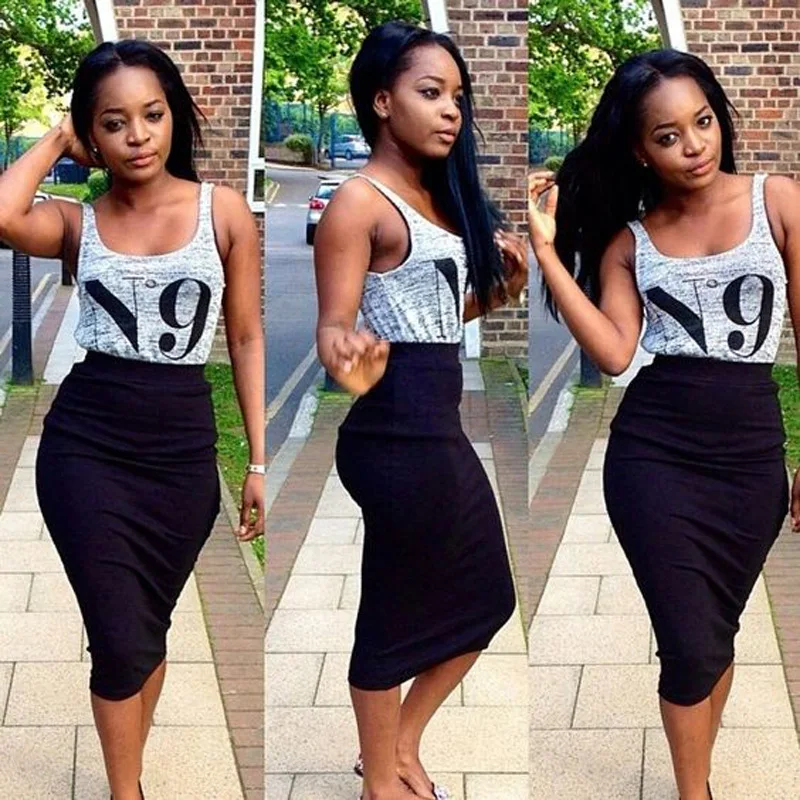 Женский комплект из 2 предметов: топ на бретельках с юбкой сексуальное облегающее