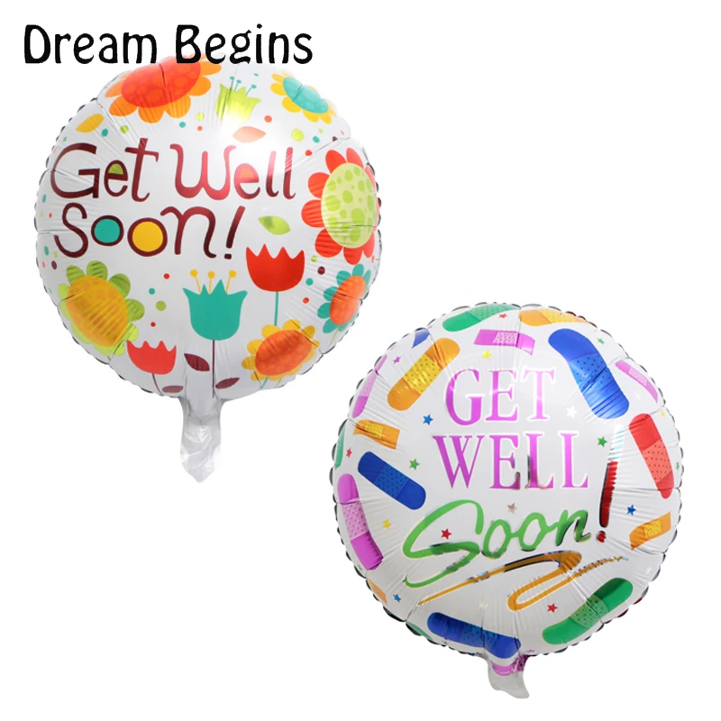 DB 2Pcs lot English get well soon best wishes health discharge party decoration 18inch round foil blessing spanish balloons | Дом и сад