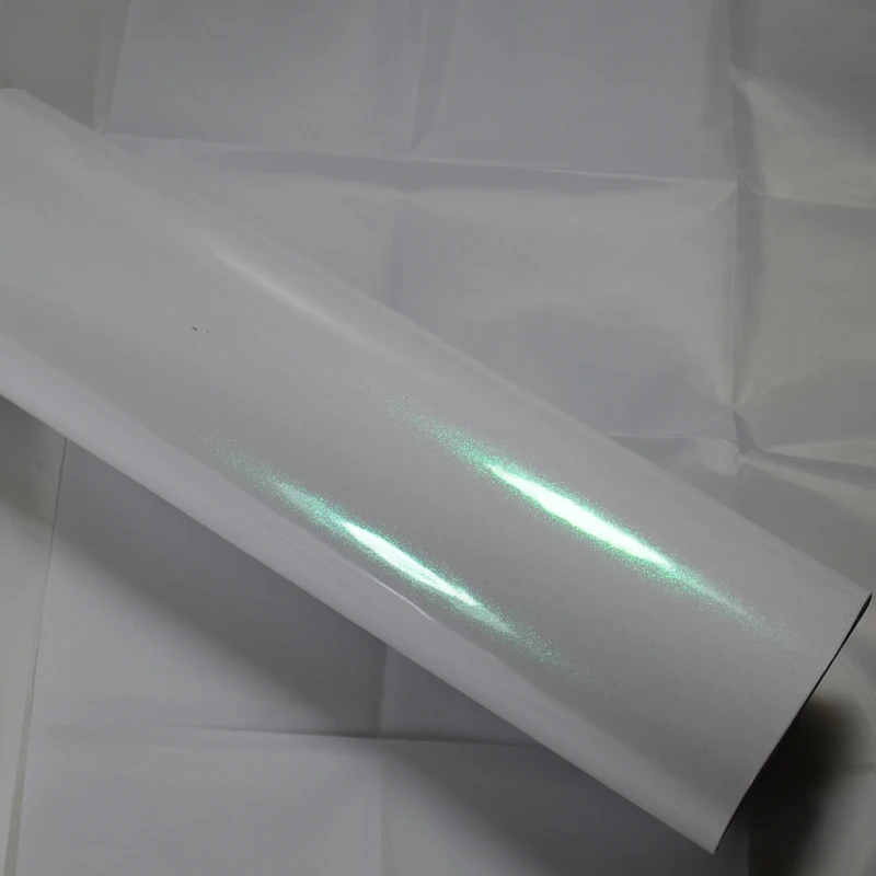 

1.52X20M Air Free Bubbles Glossy Chameleon Film Vinyl Car Wrap Car Vinyl Wrap white-green