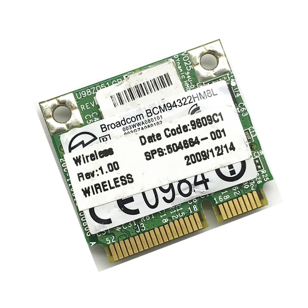 BroadCom BCM94322HM8L BCM4322 SPS:504664-001 мини PCI-Express PCIe беспроводной WLAN Wifi карта для HP DV2 DV3 DV6 DV7 4300 |