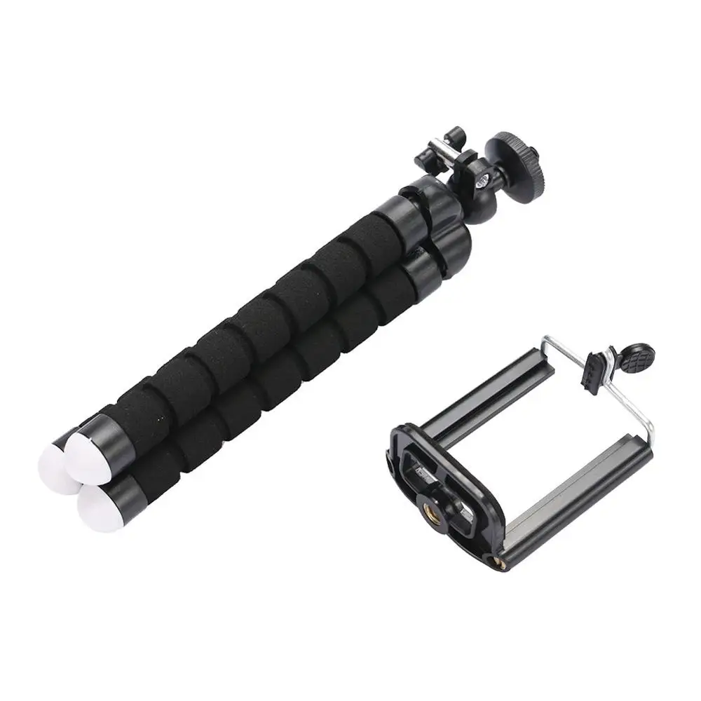 black and clip Гибкий мини-штатив с губкой Осьминог подставка для Gopro камера телефон фотография Штатив аксессуары с зажимом для телефона - Цвет: black and clip