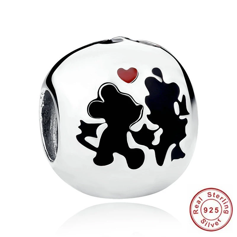 DIY Handmade Superior Quality 100% S925 Sterling Silver Beads Enamel Mickey Minnie Fit Pandora Bracelet Charm Original Jewelry | Украшения