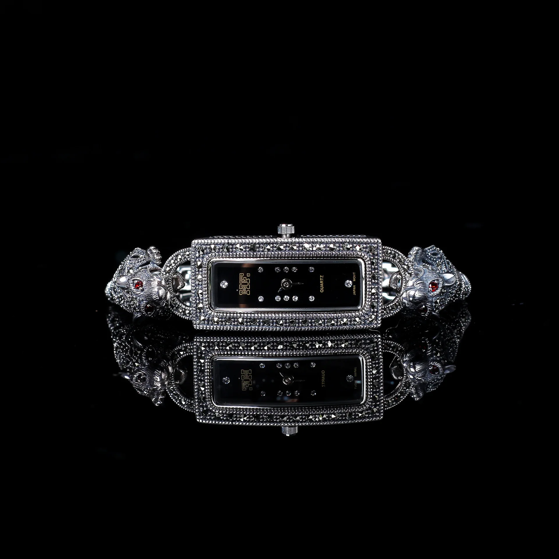 Ювелирные изделия из чистого серебра S925 часы браслет тайского с леопардовым