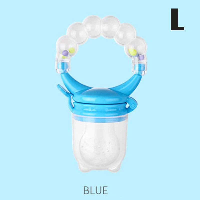 Blue L Прорезыватель для зубов для новорожденных с фруктовым музыкальным соском, пища, Прорезыватель для зубов, силиконовый Прорезыватель для зубов, безопасный питатель для укуса, Прорезыватель для зубов, уход за полостью рта - Color: Blue L