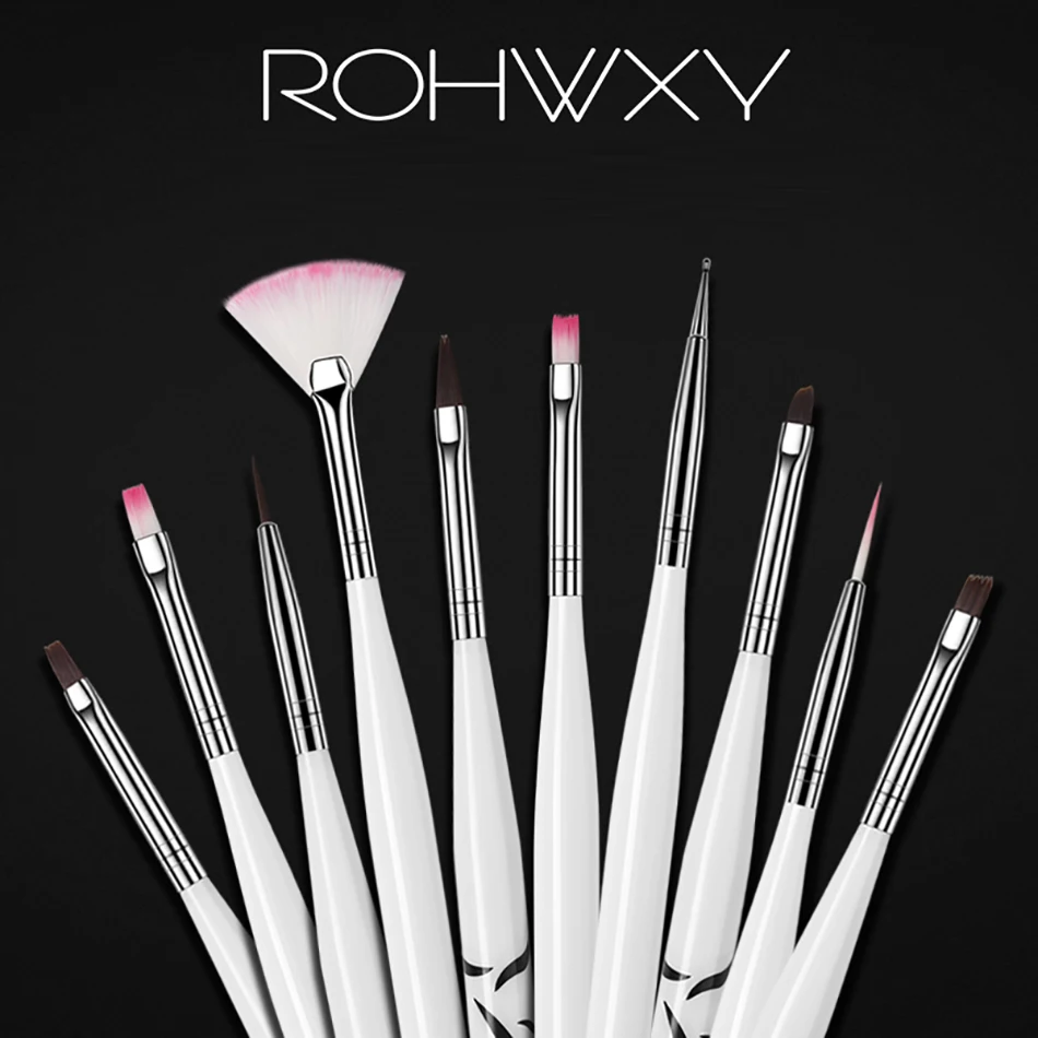 ROHWXY круглый наконечник для ногтей кисти маникюра Набор кистей дизайна УФ Гель