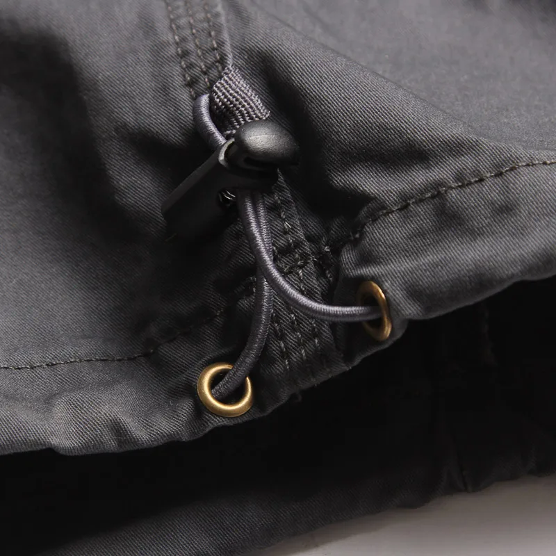 Summer Casual Men Shorts Regular Solid Pockets Khaki Black Cotton Cargo Army Men's 1505# | Мужская одежда