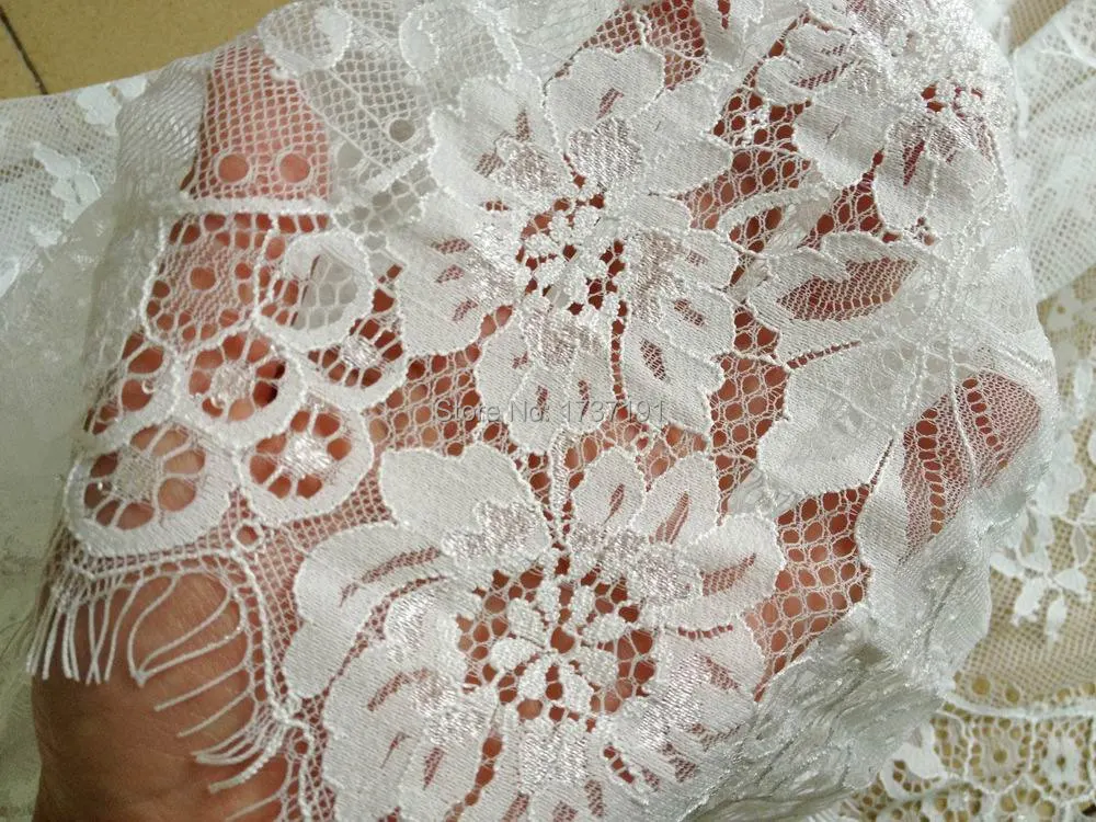 3M Soft French White Eyelash Lace Fabric Trim With Flower For Wedding Table Runner Veils Shawl Head Scarf Garments | Дом и сад