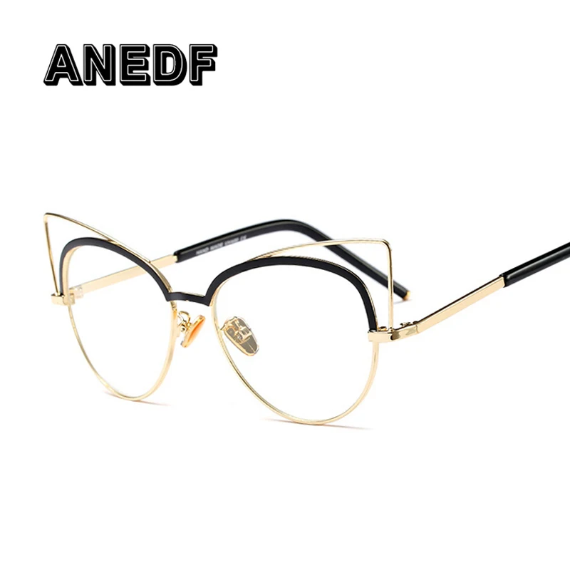 ANEDF Fashion Cat Eye Read Glasses Frame Women Clear Lens Big Metal Retro Female Eyeglasses | Аксессуары для одежды