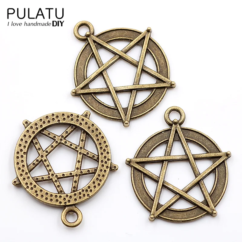 PULATU 5 шт./компл. винтажная пятиконечная звезда для подвесок подвеска ключей