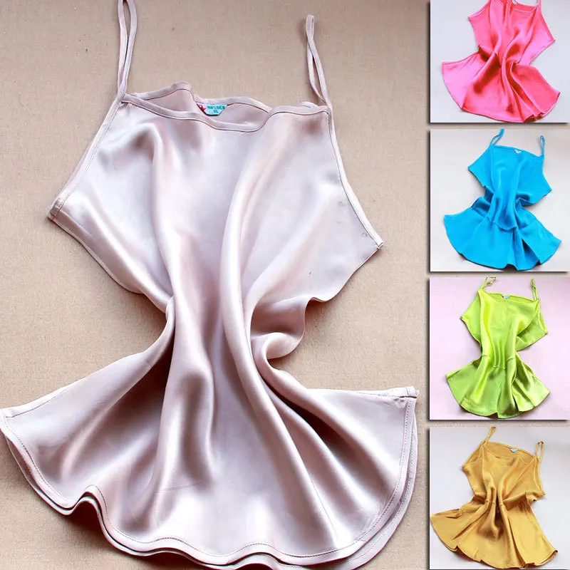 Майка женская из натурального шелка базовый топ 100% чистого крепа атласный