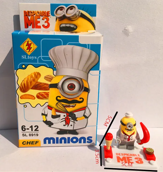 Building Block SL8919 Minion Despicable Me 3 Dave Stuart Chef Soldier Toy Action Figure toys for children | Игрушки и хобби