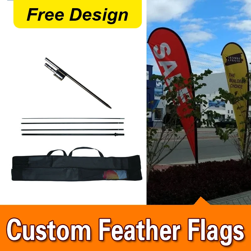 

Free Design Free Shipping Double Sided Inground Spike Teardrop Flags Banners Advertising Feather Flags Custom Custom